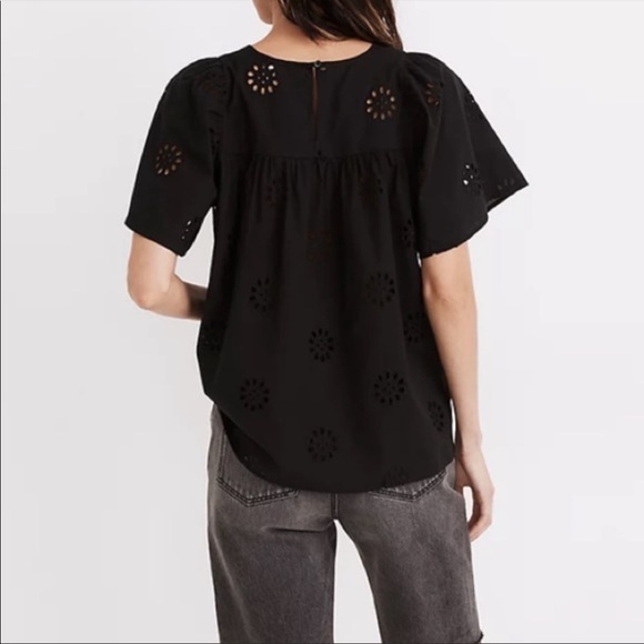 Madewell Daisy Eyelet Flutter-Sleeve Yoke Top XXS - Picture 3 of 10